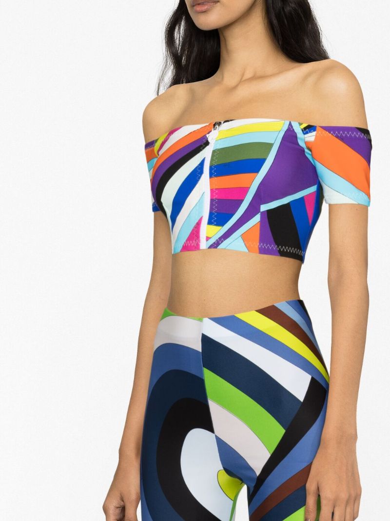 Blue Iride-print Crop Top