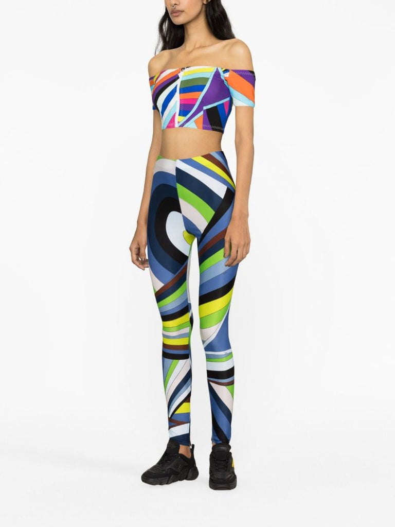 Blue Iride-print Crop Top