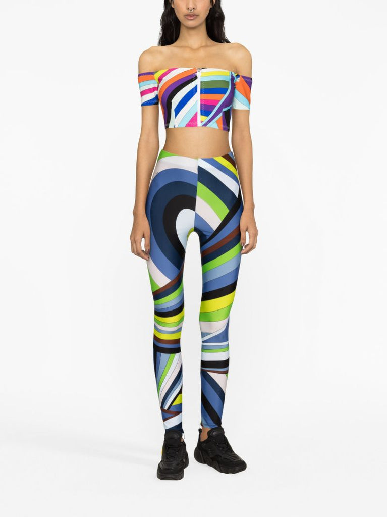 Blue Iride-print Crop Top