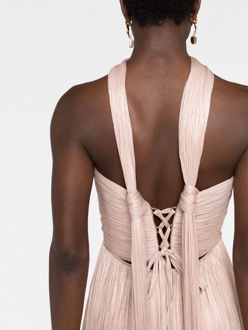 Pink Theia Pleated Silk Gown