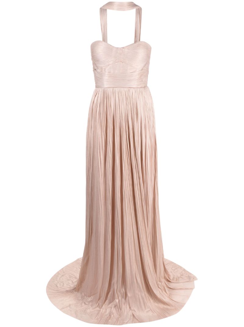 Pink Theia Pleated Silk Gown