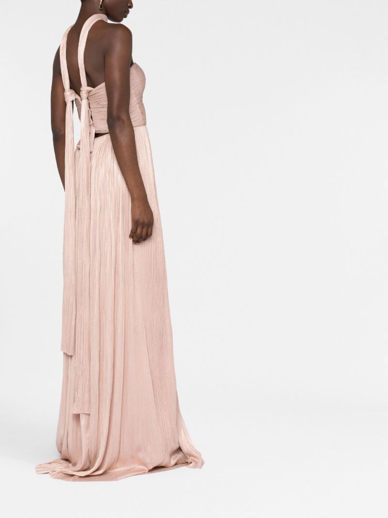 Pink Theia Pleated Silk Gown