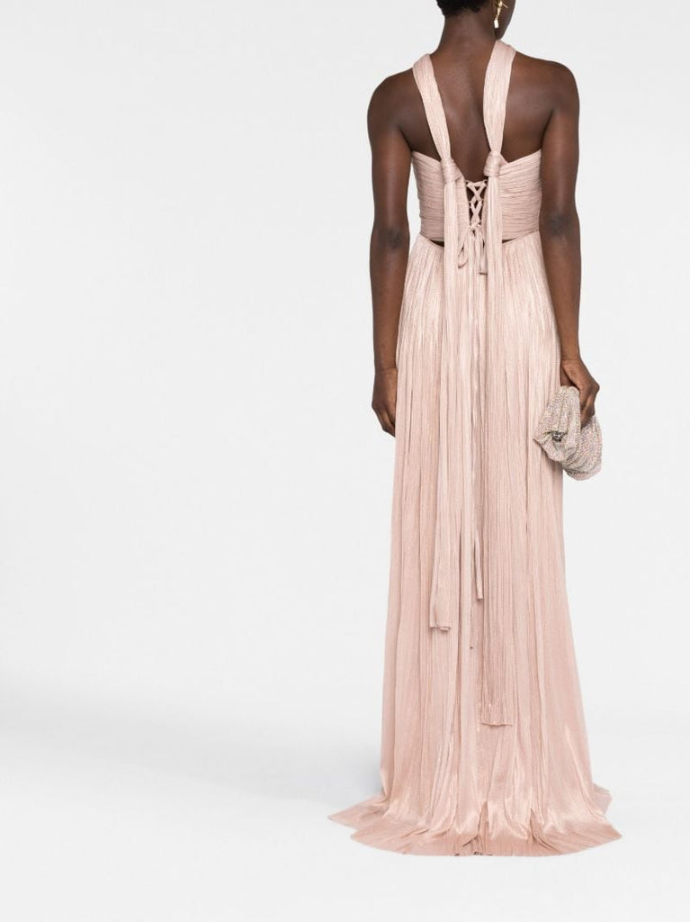 Pink Theia Pleated Silk Gown