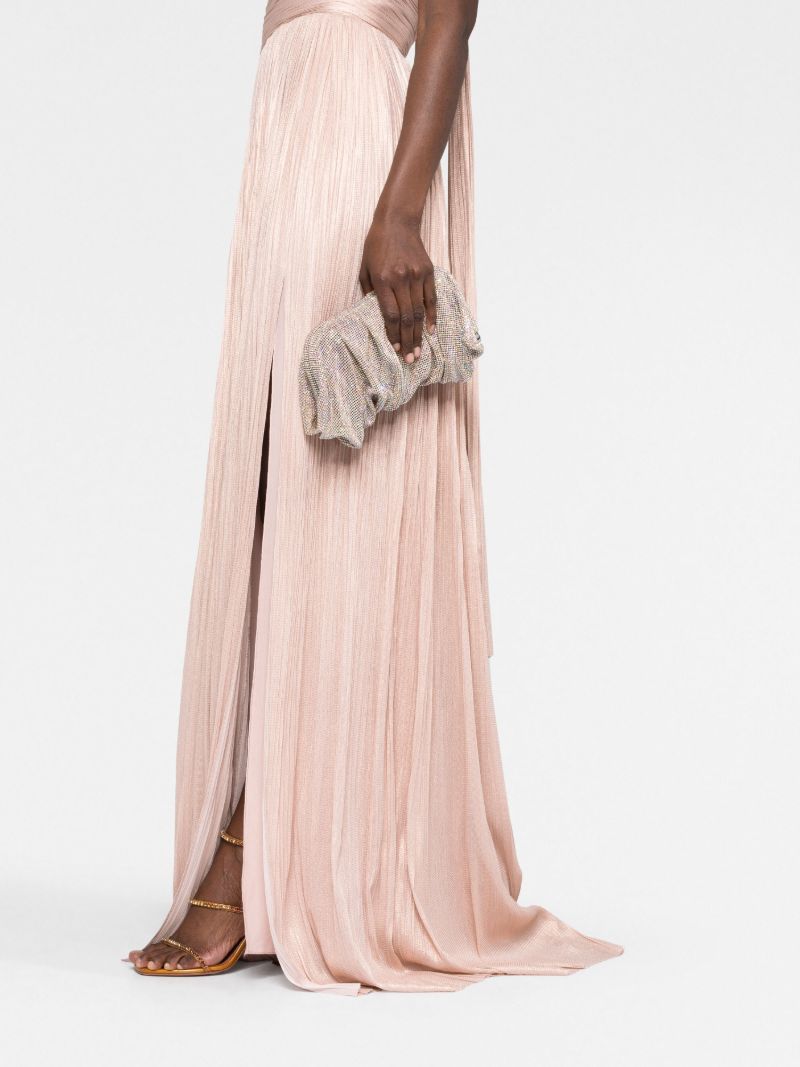 Pink Theia Pleated Silk Gown