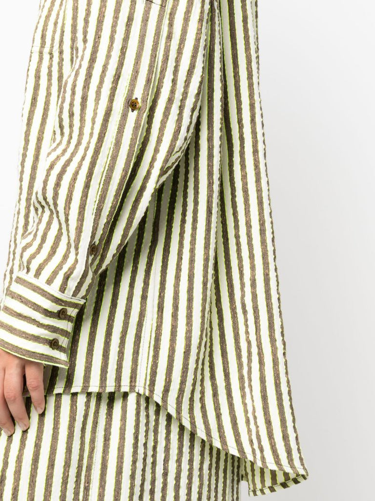 Neutral Striped Seersucker Shirt