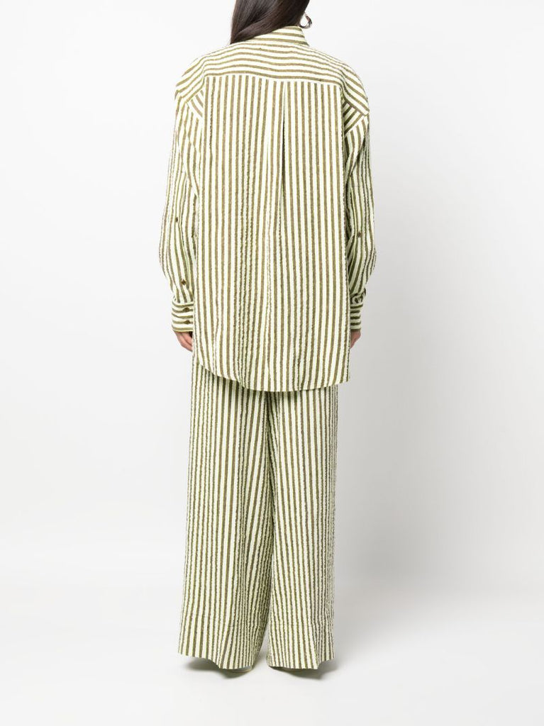 Neutral Striped Seersucker Shirt