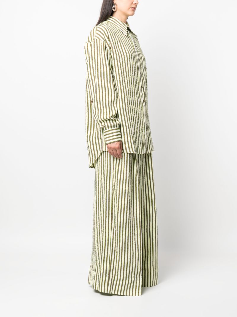 Neutral Striped Seersucker Shirt