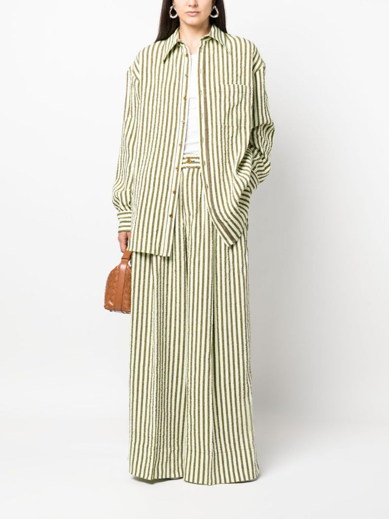 Neutral Striped Seersucker Shirt