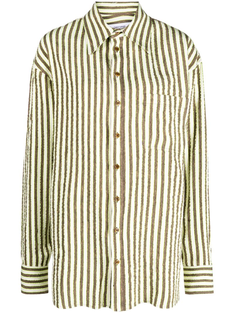 Neutral Striped Seersucker Shirt