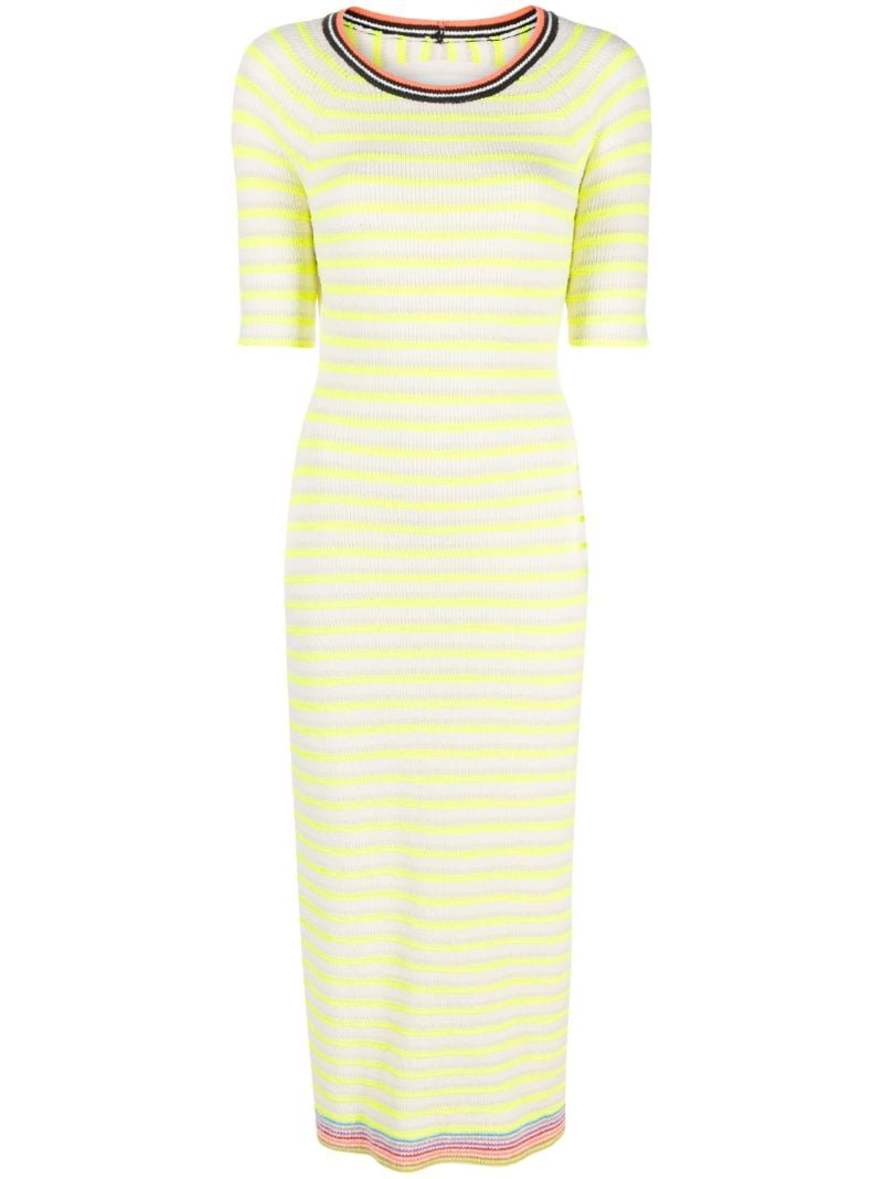 Green Open-back Striped Midi Dress