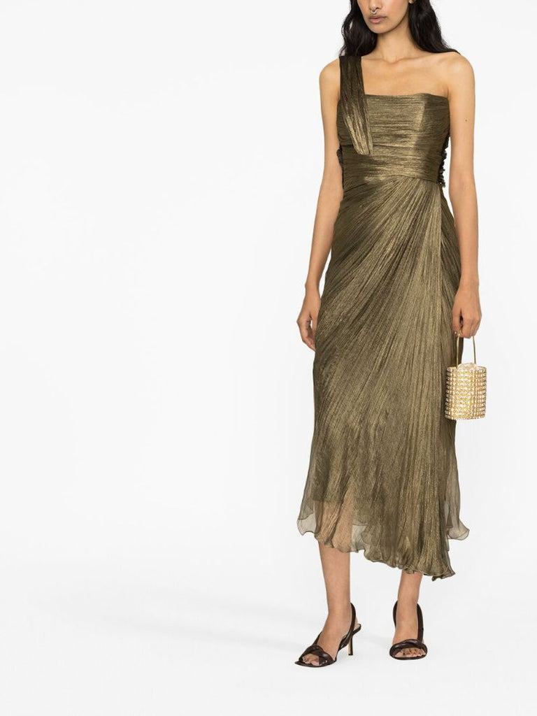 Brown Maia One-shoulder Silk Gown