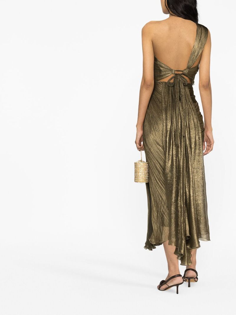 Brown Maia One-shoulder Silk Gown