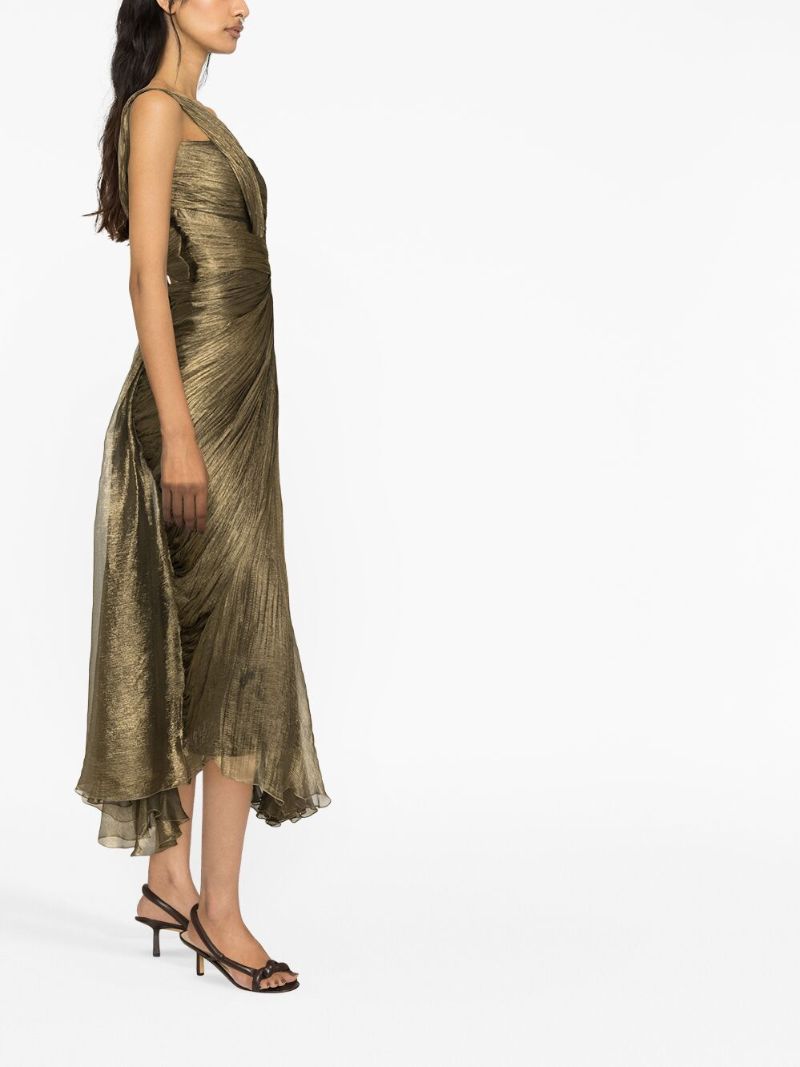 Brown Maia One-shoulder Silk Gown
