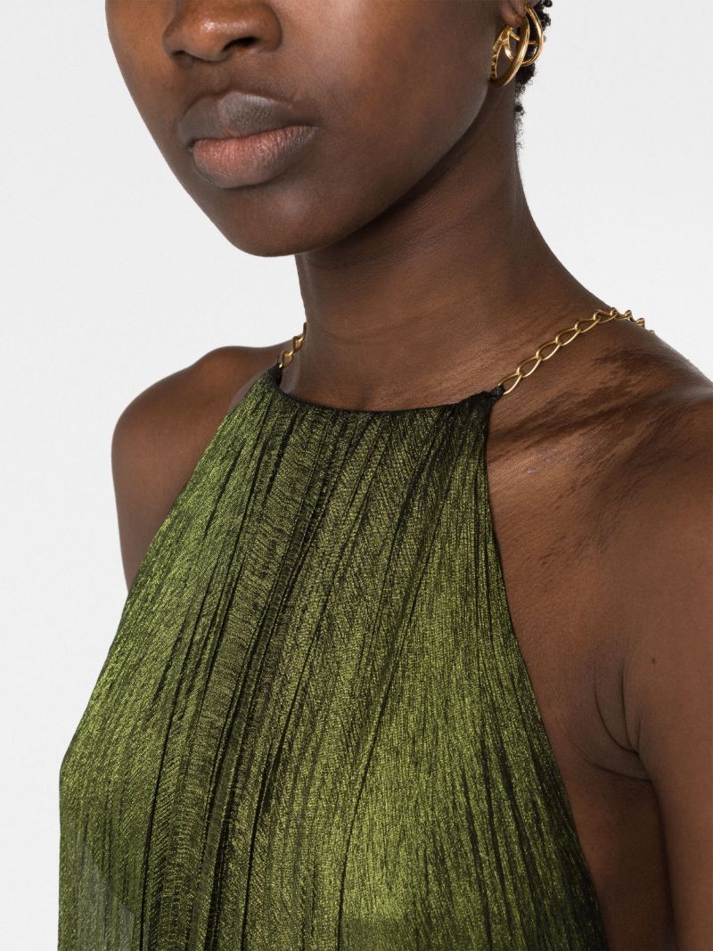 Green Lilly Tiered Silk Dress