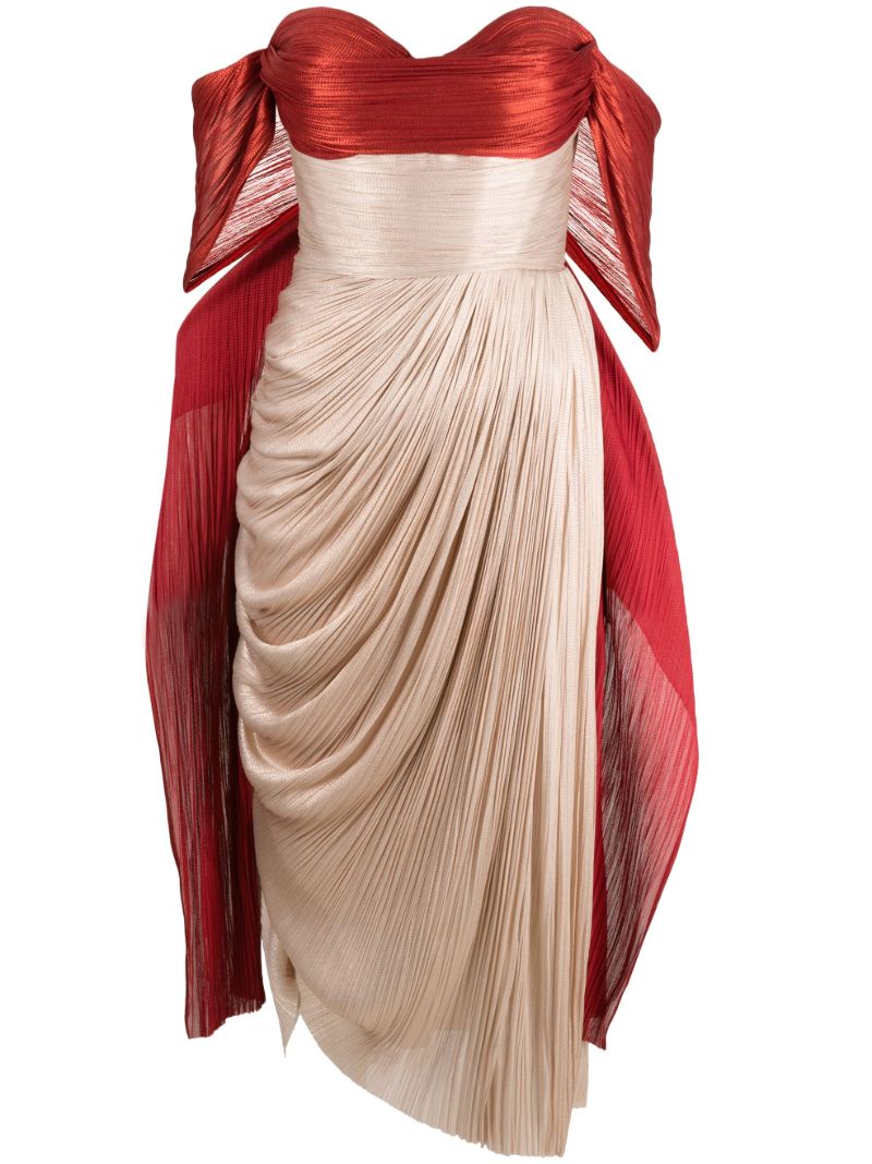 Neutral Izabella Draped Silk Midi Dress