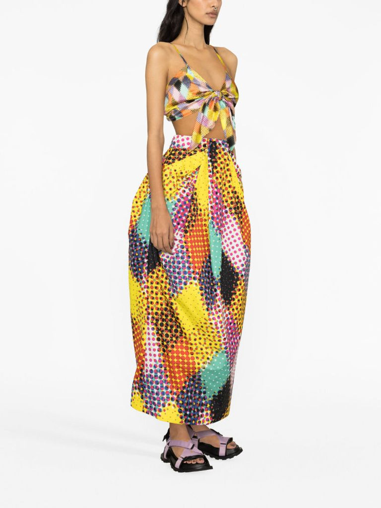 Yellow Printed Flared Skirt