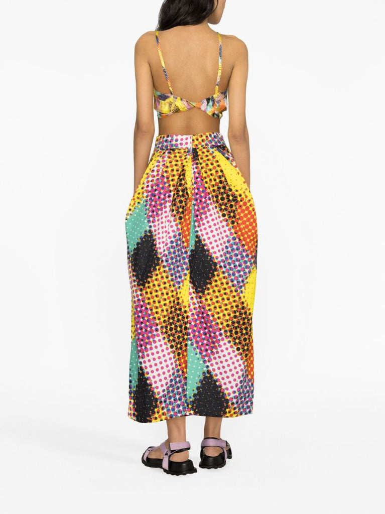 Yellow Printed Flared Skirt