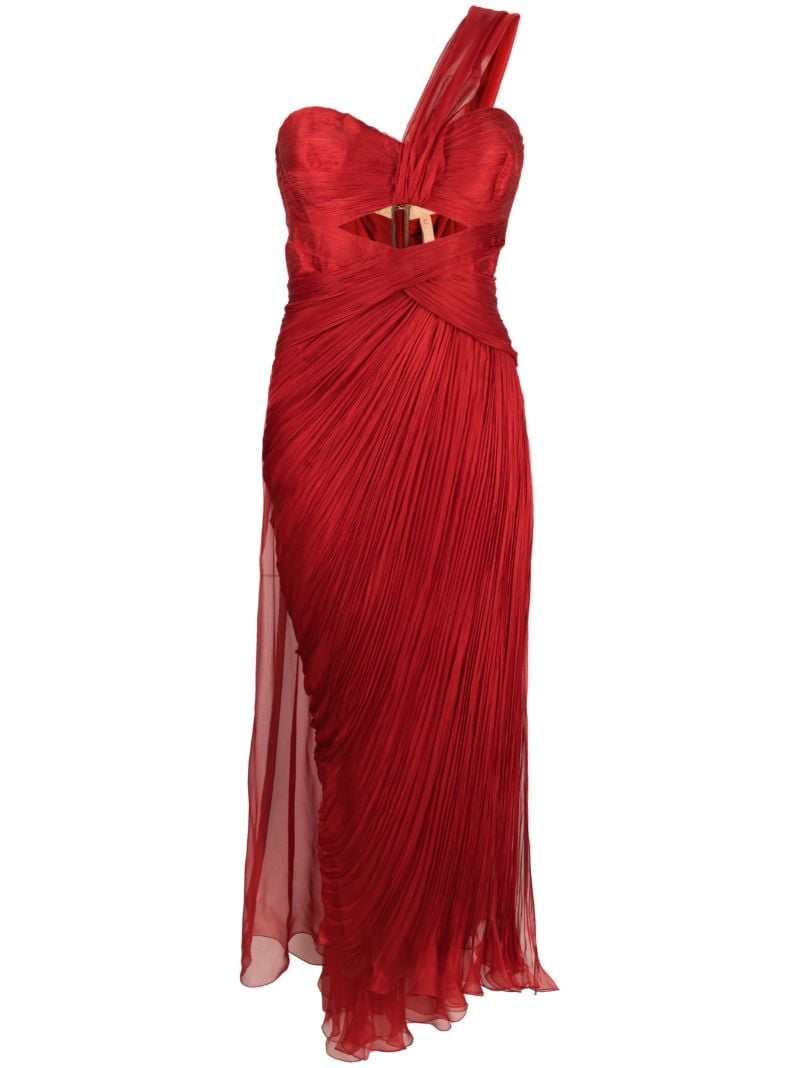 Red Amelia One-shoulder Silk Gown