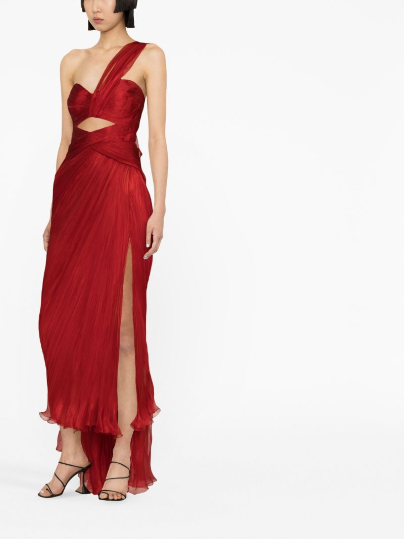 Red Amelia One-shoulder Silk Gown