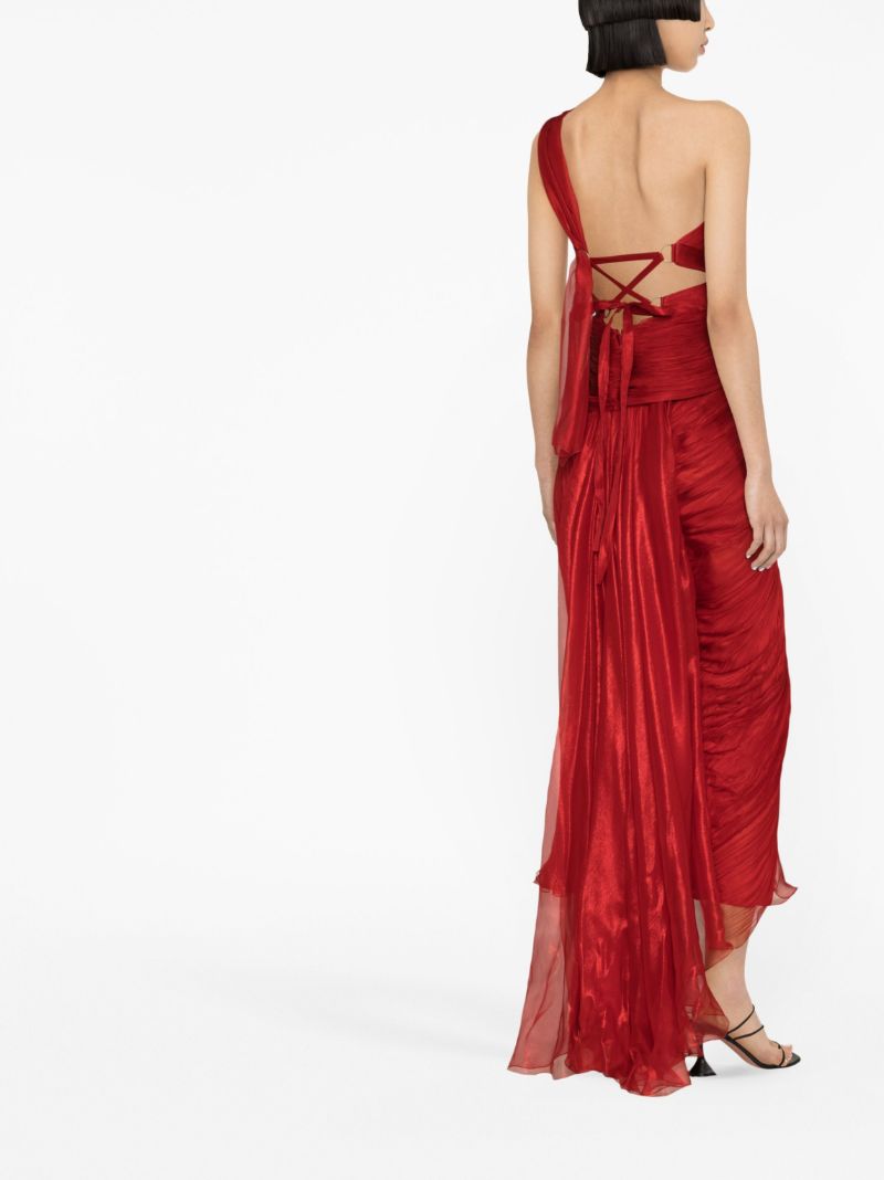 Red Amelia One-shoulder Silk Gown