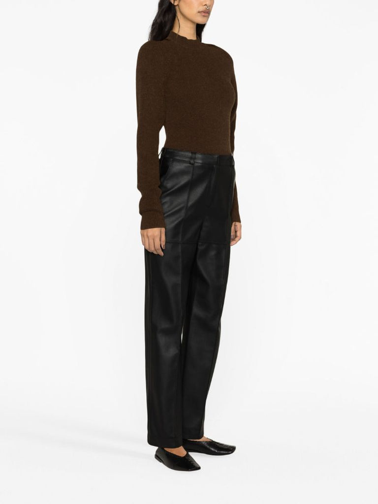 Black Faux-leather Straight-leg Trousers