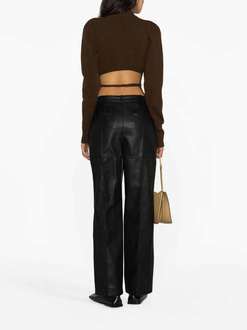 Black Faux-leather Straight-leg Trousers
