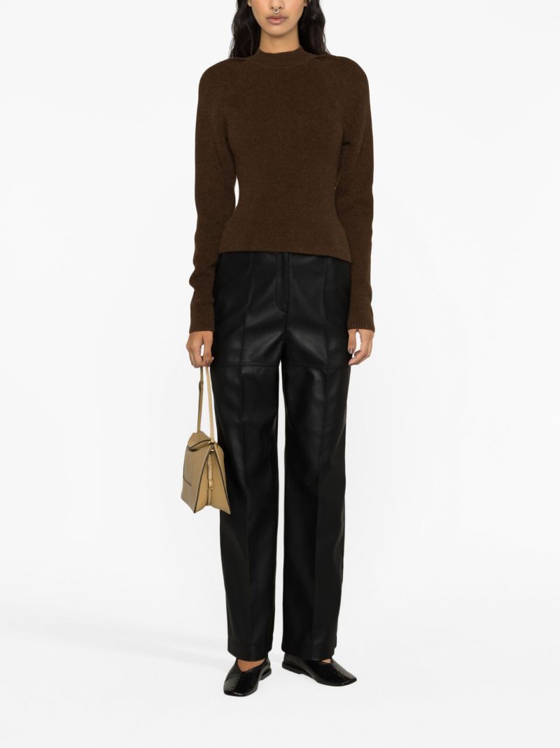 Black Faux-leather Straight-leg Trousers