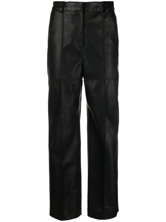Black Faux-leather Straight-leg Trousers