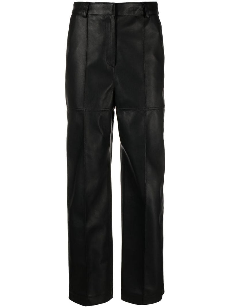 Black Faux-leather Straight-leg Trousers