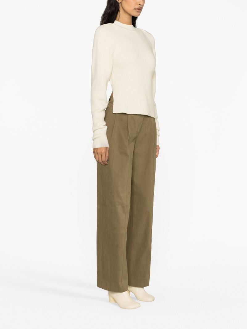 Neutral Tie-back Ribbed-knit Top