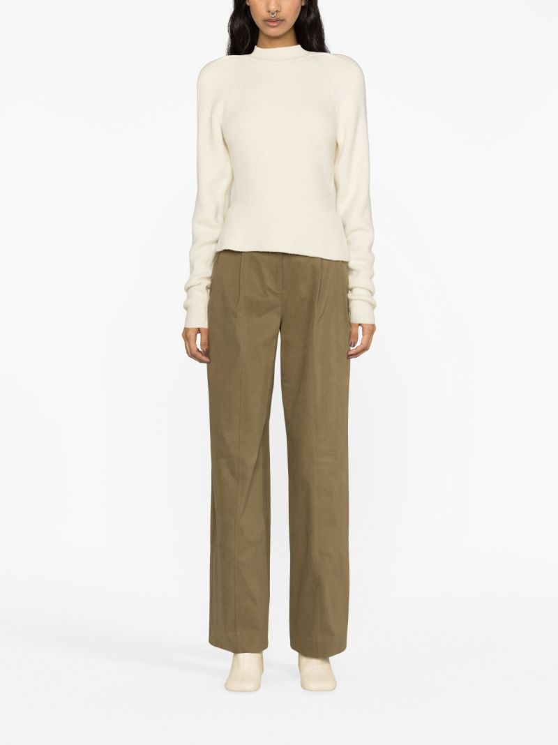 Neutral Tie-back Ribbed-knit Top