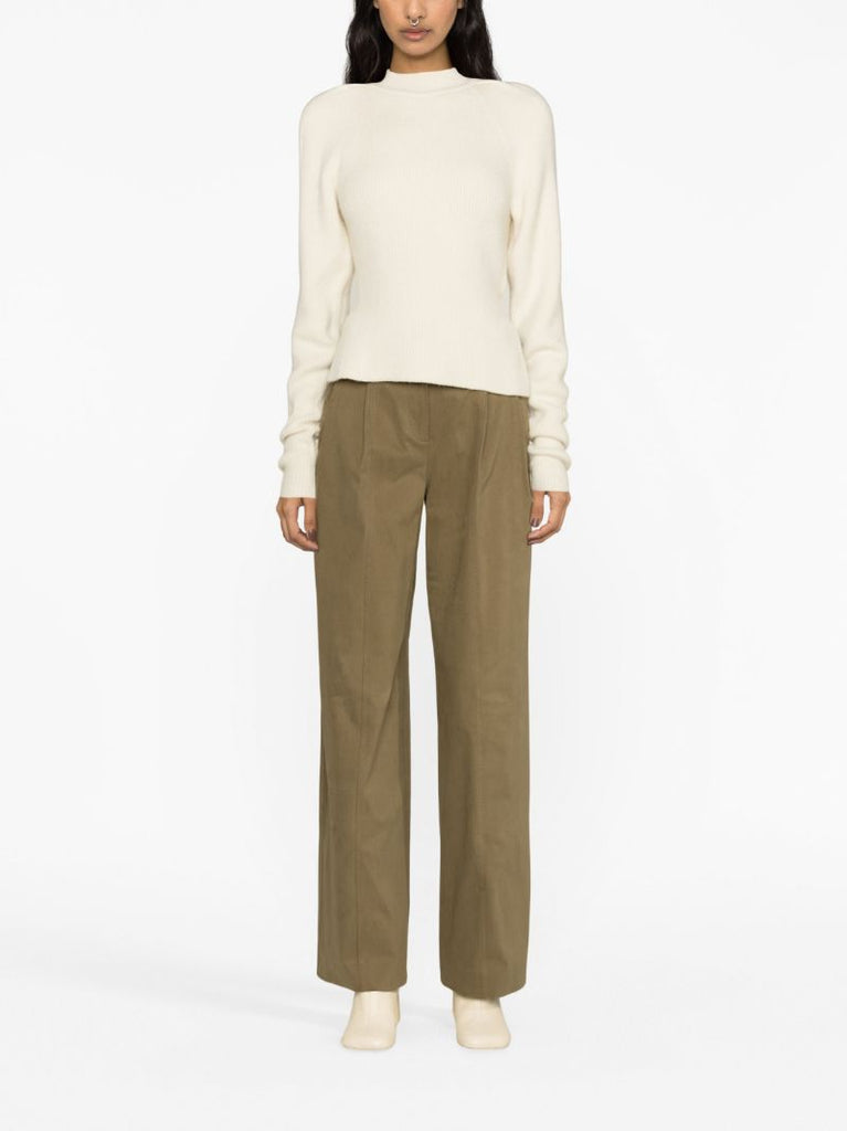 Neutral Tie-back Ribbed-knit Top