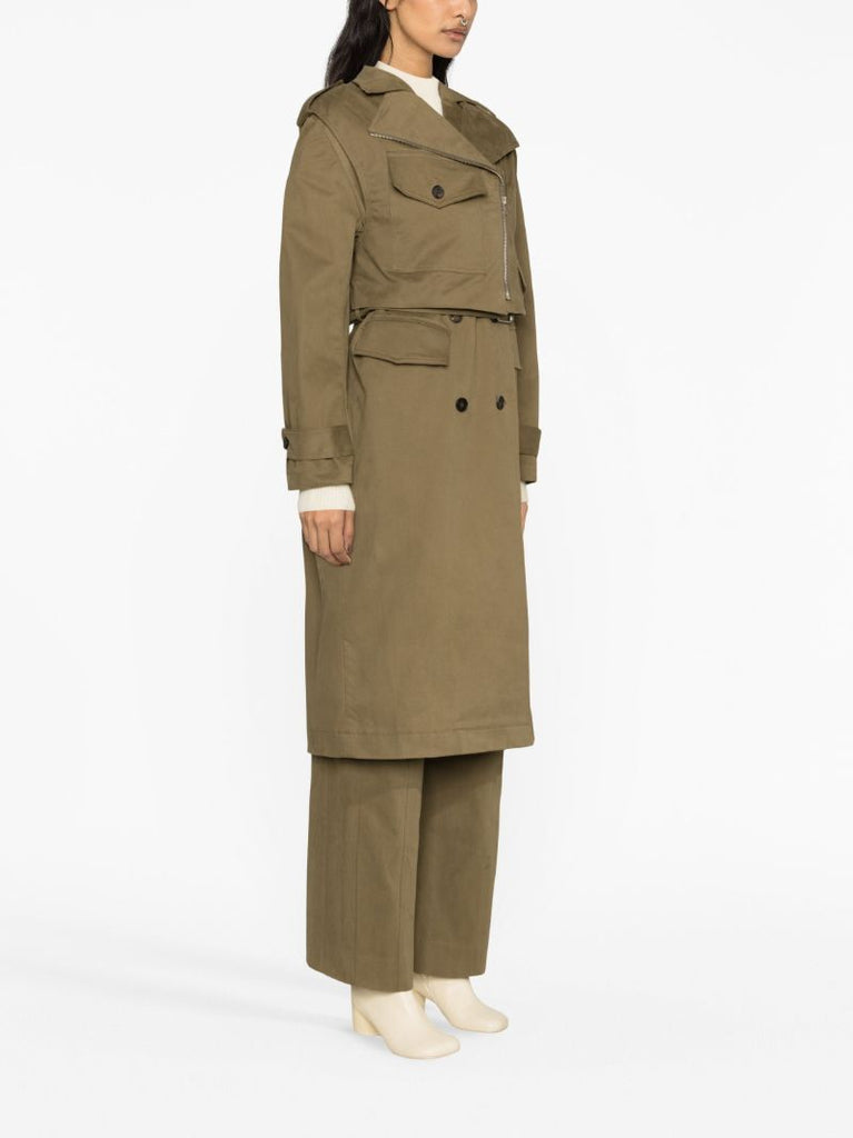 Green Cotton Trench Coat