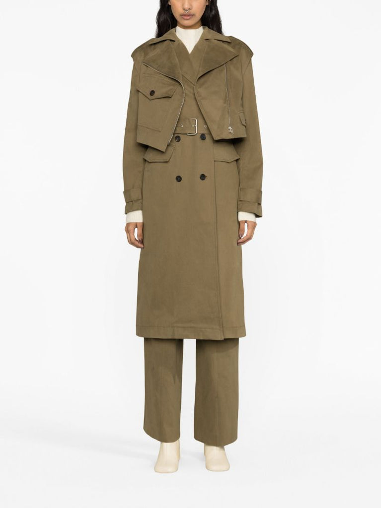 Green Cotton Trench Coat