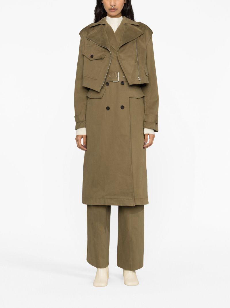 Green Cotton Trench Coat