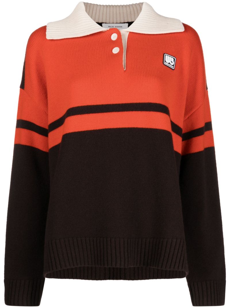 Black Calm Logo-patch Wool Polo Top