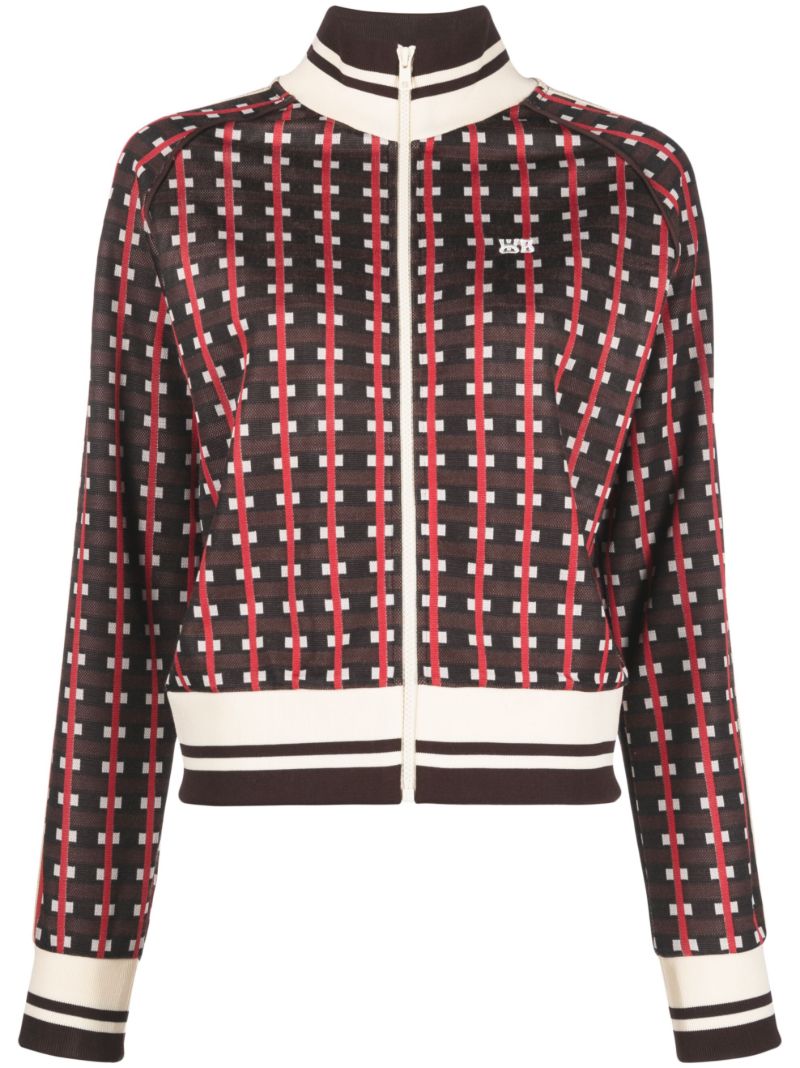 Brown Logo-embroidered Zip-up Jacket