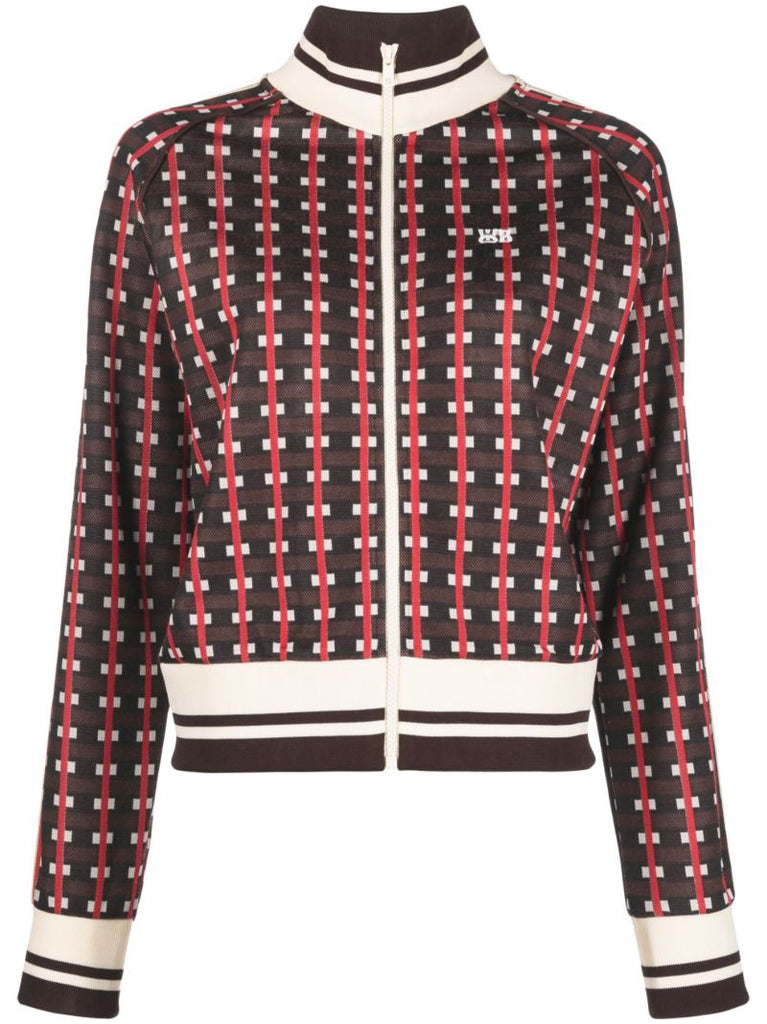 Brown Logo-embroidered Zip-up Jacket
