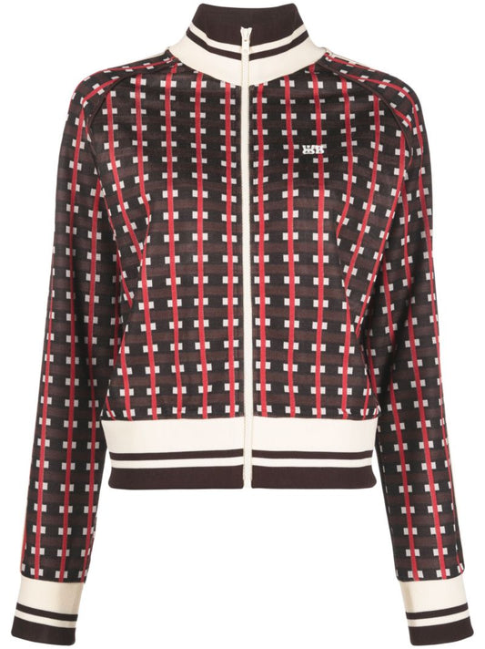 Brown Logo-embroidered Zip-up Jacket