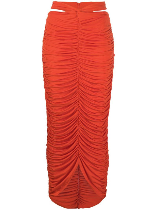Red Farrah Ruched Maxi Skirt