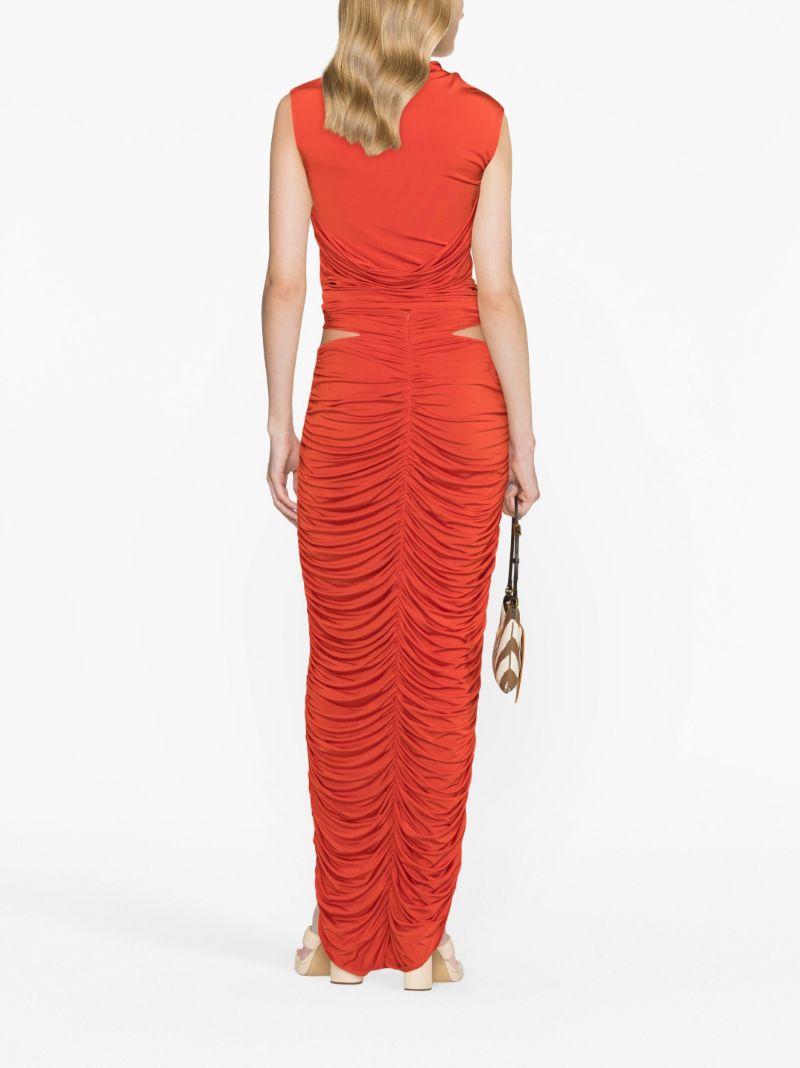 Red Farrah Ruched Maxi Skirt
