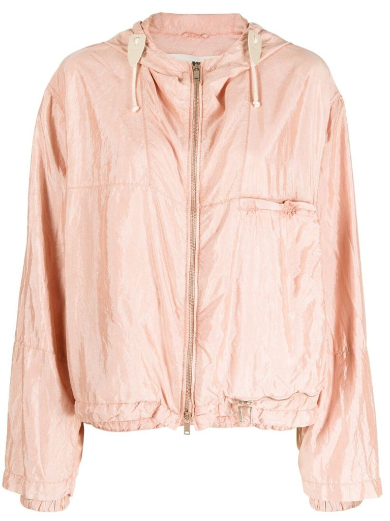 Pink Packaway Hooded Blouson Jacket