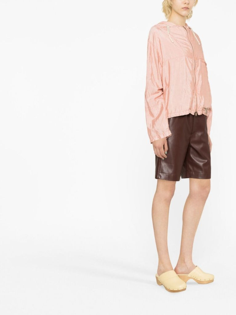 Pink Packaway Hooded Blouson Jacket