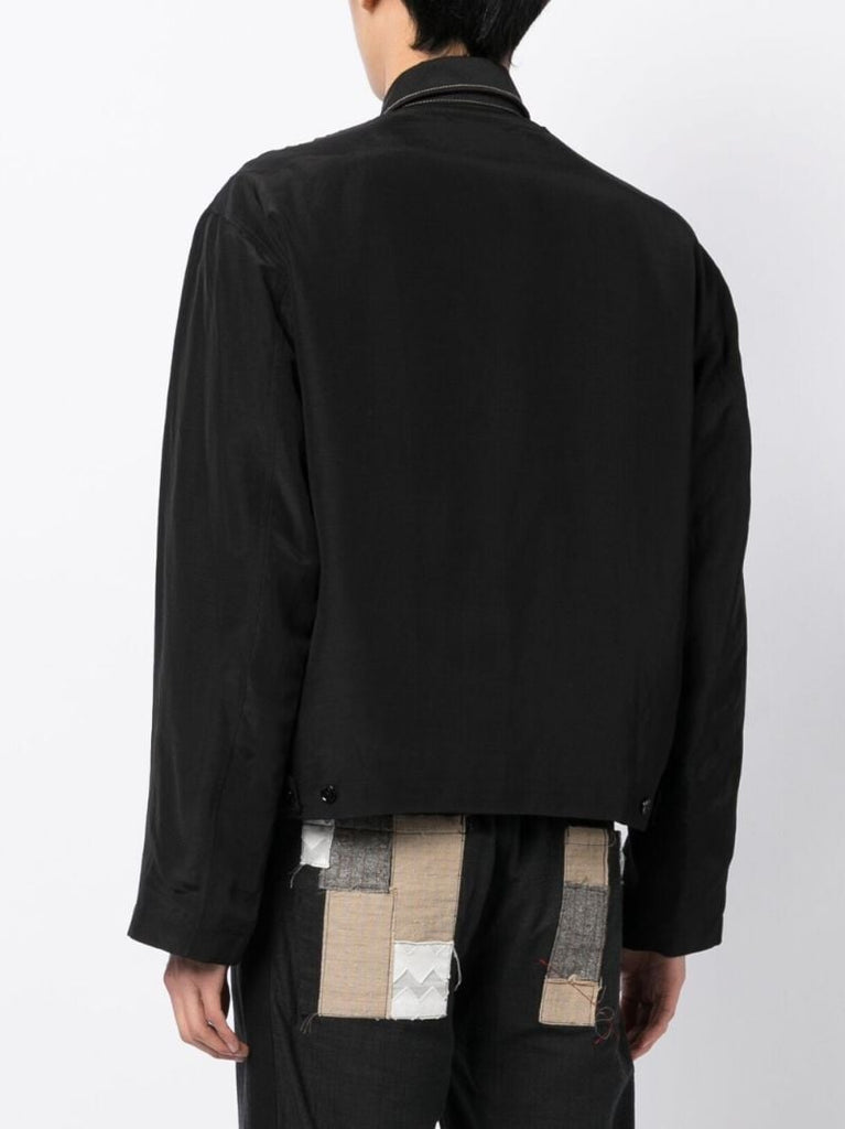 Black Collarless Linen Jacket