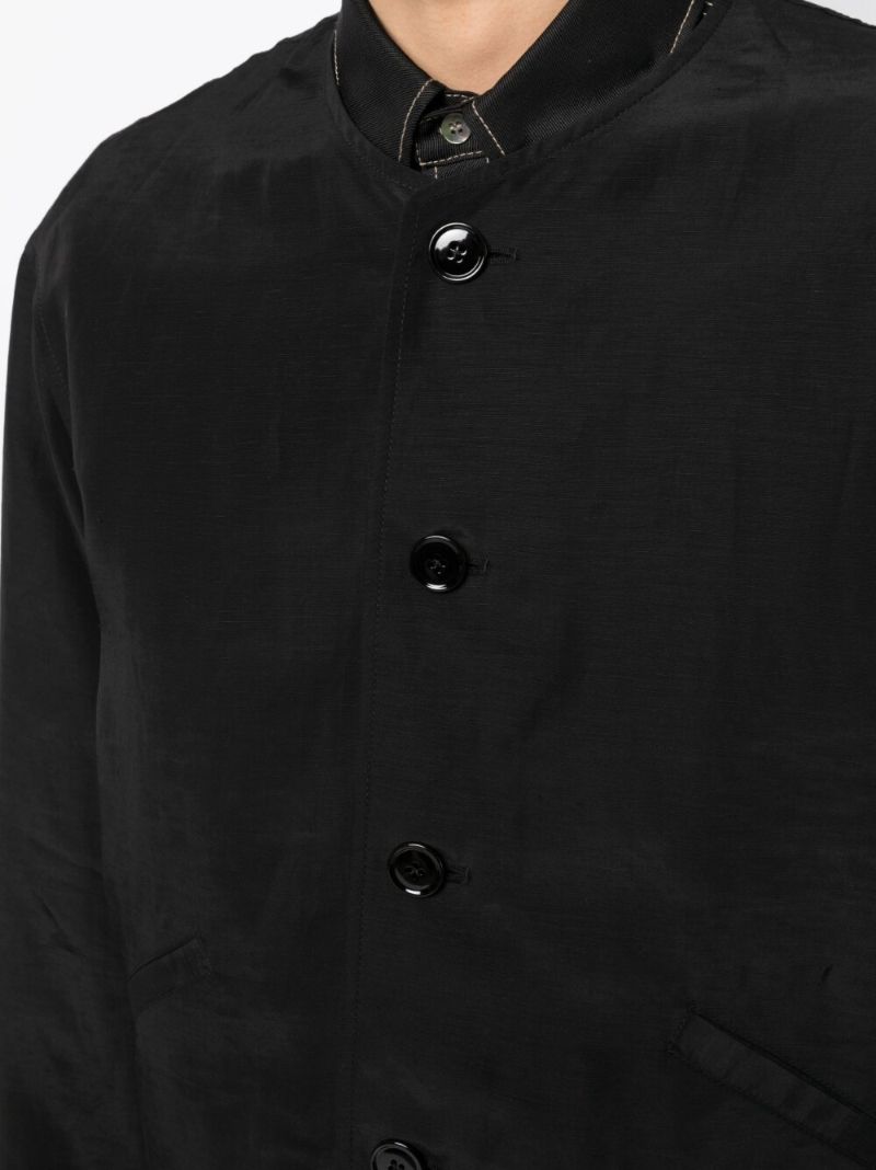 Black Collarless Linen Jacket