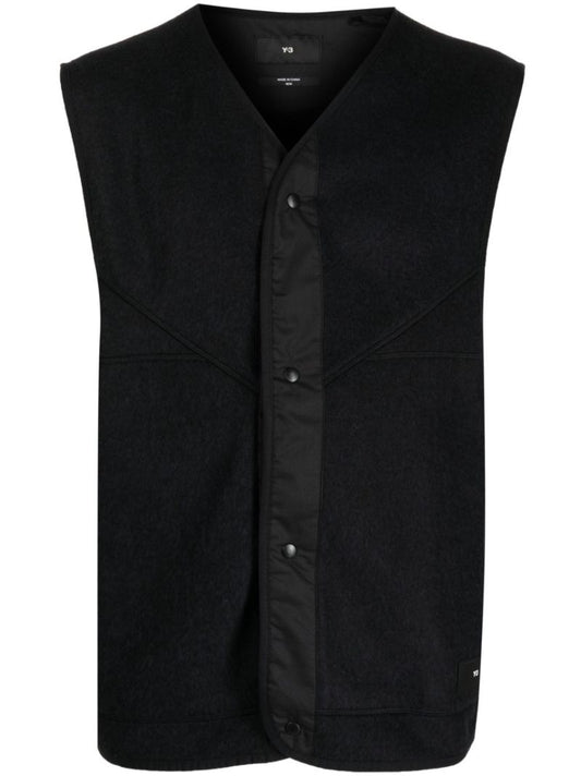 Black Fleece V-neck Gilet