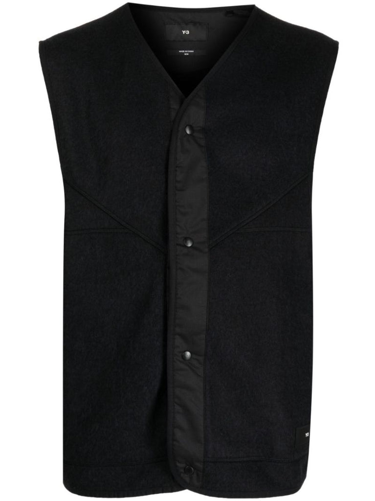 Black Fleece V-neck Gilet