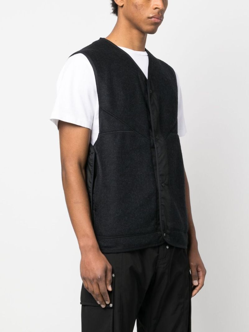Black Fleece V-neck Gilet