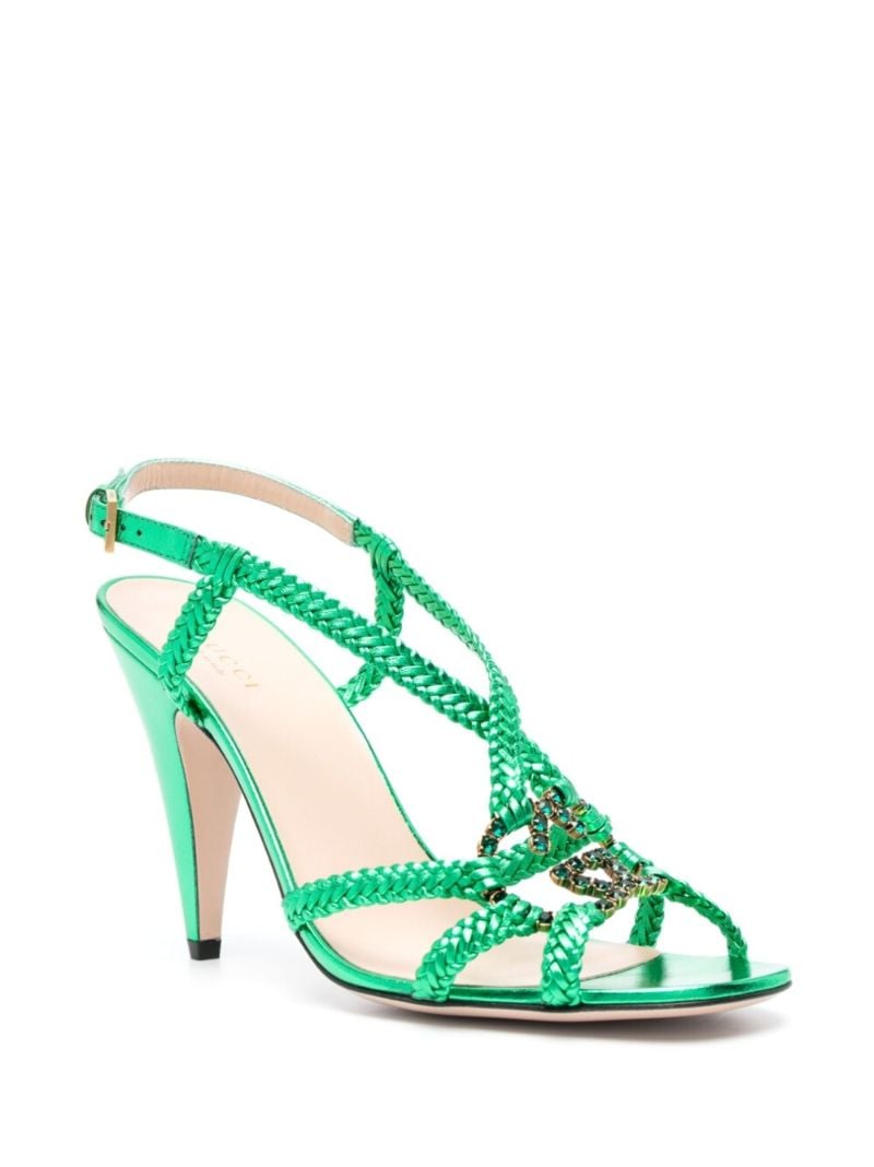 Green Gg Crystal-embellished Sandals