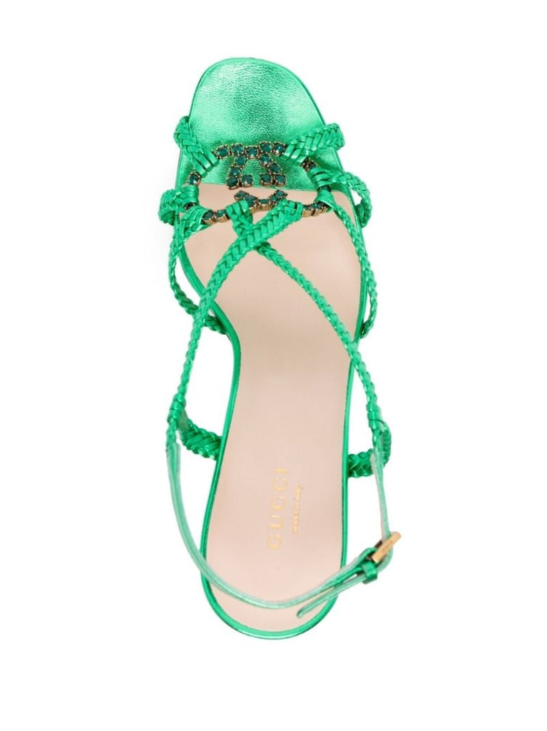 Green Gg Crystal-embellished Sandals